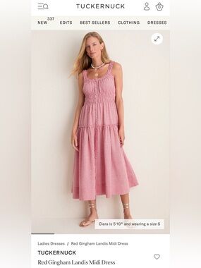 ISO Tuckernuck Landis Red Gingham Midi Dress Small